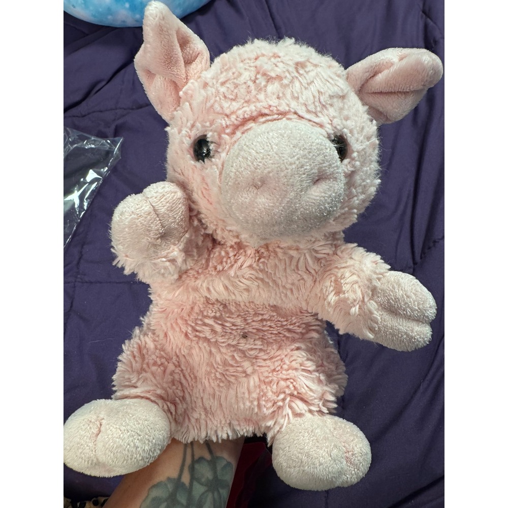 Aurora World Pink Pig Hand Puppet Shaggy Plush Stuffed Animal Toy 432